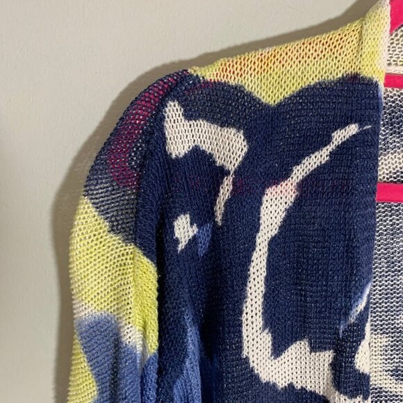 Chico's short sleeve linen cotton blend open front lightweight cardigan sweater - Picture 3 of 12